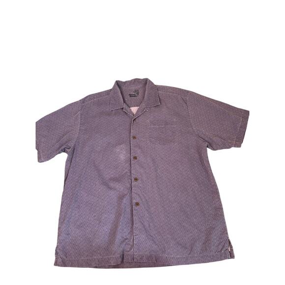 Tommy Bahama men's button up camp shirt SZ XL 100% Silk purple Vacation-flawed - Picture 1 of 5